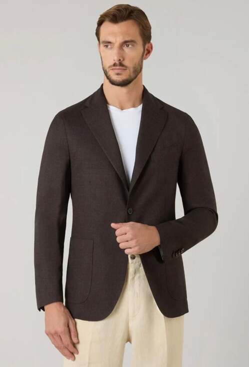 Boglioli COAT Brown - Brushed Wool 3-Button Blazer Jacket Size 52 IT